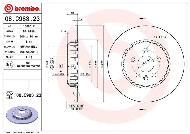 Brake discs kit rear, (2pcs), Top Quality 08.C983.23 - image 3