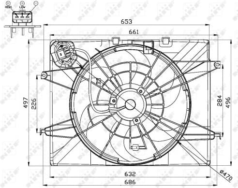 Fan, engine cooling 47564
