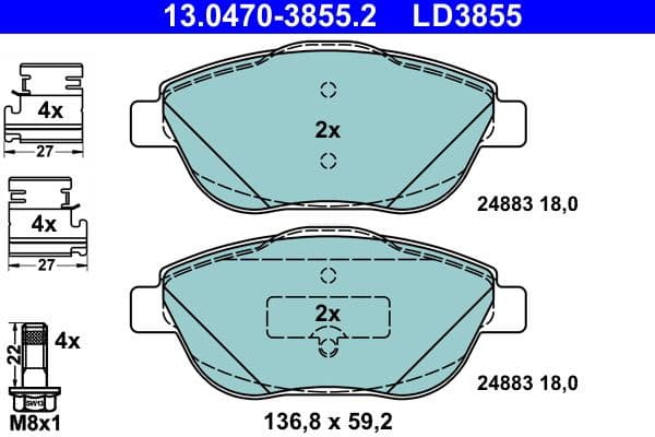 Brake Pad Set, disc brake ATE Ceramic 13047038552