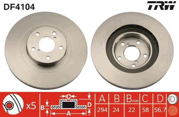 Brake discs kit front (2pcs), Top Quality DF4104