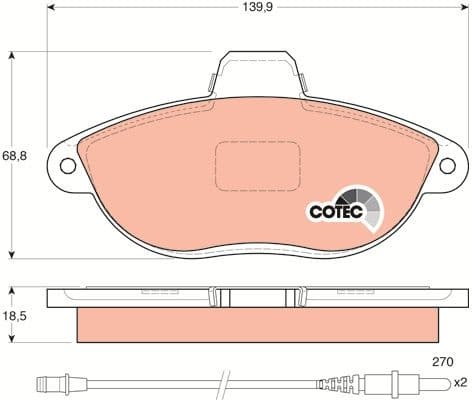 Brake Pad Set, disc brake COTEC GDB1216 - image 3