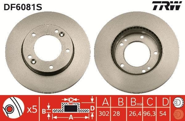 Brake Disc TRW SINGLE DF6081S - image 3