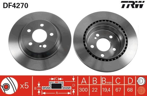 Brake discs kit rear, (2pcs), Top Quality DF4270 - image 3