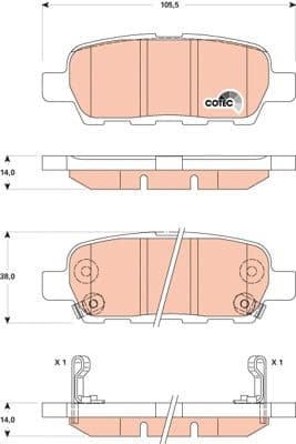 Brake Pad Set, disc brake COTEC GDB3507 - image 3