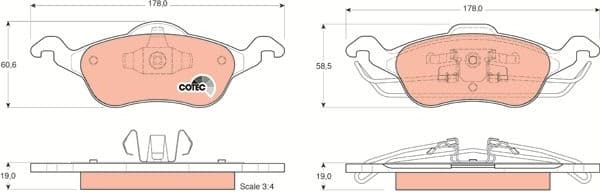 Brake Pad Set, disc brake COTEC GDB1358 - image 3
