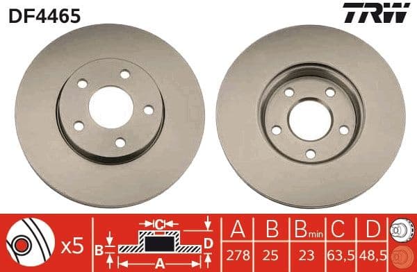 Brake discs kit front (2pcs), Top Quality DF4465 - image 2
