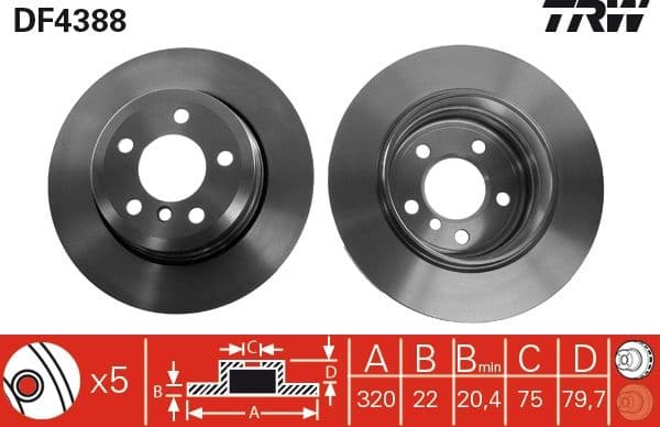 Brake discs kit rear, (2pcs), Top Quality DF4388