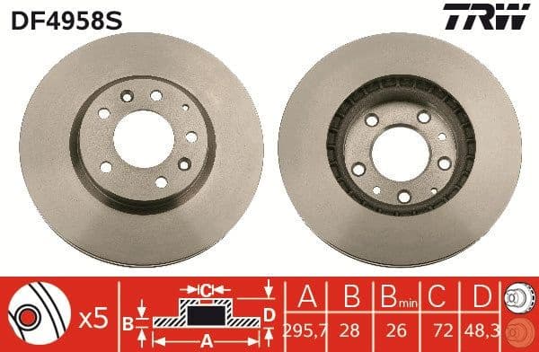 Brake Disc TRW SINGLE DF4958S - image 3