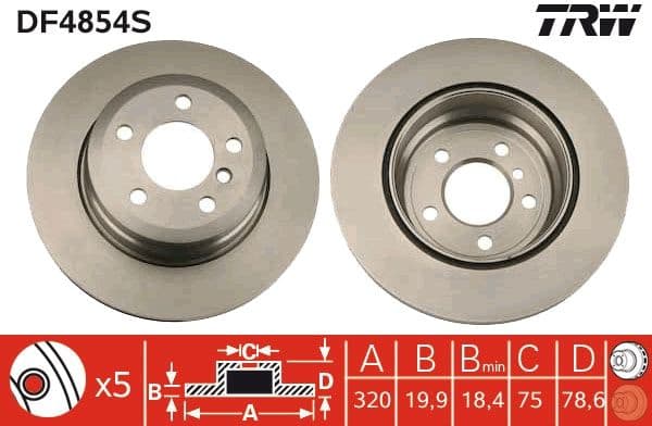 Brake disc, 1pcs REAR, Top Quality DF4854S - image 2