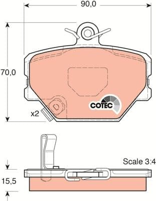 Brake Pad Set, disc brake COTEC GDB1365 - image 3