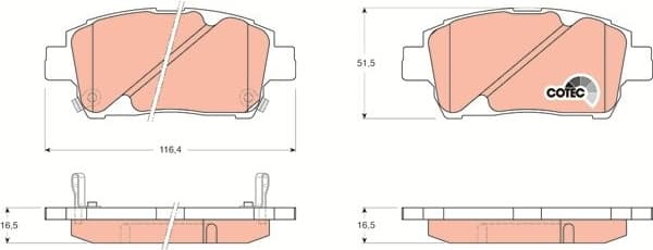 Brake Pad Set, disc brake COTEC GDB3242 - image 3