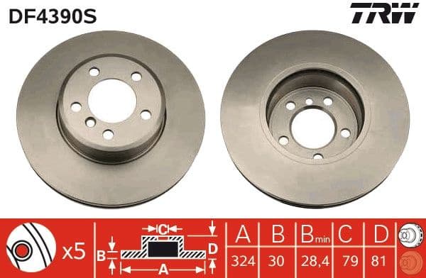 Brake Disc TRW SINGLE DF4390S - image 3