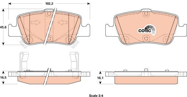 Brake pads rear, Top Quality GDB3480 - image 3