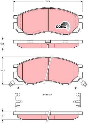 Brake Pad Set, disc brake COTEC GDB1286 - image 3
