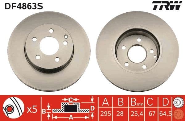 Brake disc, 1pcs FRONT, Top Quality DF4863S - image 2