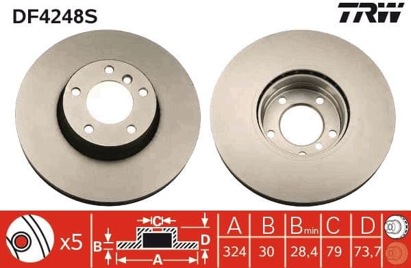 Brake disc, 1pcs FRONT, Top Quality DF4248S - image 3