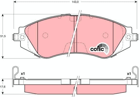 Brake Pad Set, disc brake COTEC GDB3171 - image 3