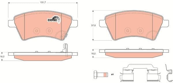 Brake Pad Set, disc brake COTEC GDB1673 - image 4
