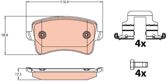 Brake pads rear, Top Quality GDB2107