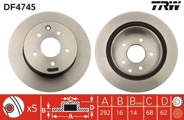 Brake discs kit rear, (2pcs), Top Quality DF4745 - image 2