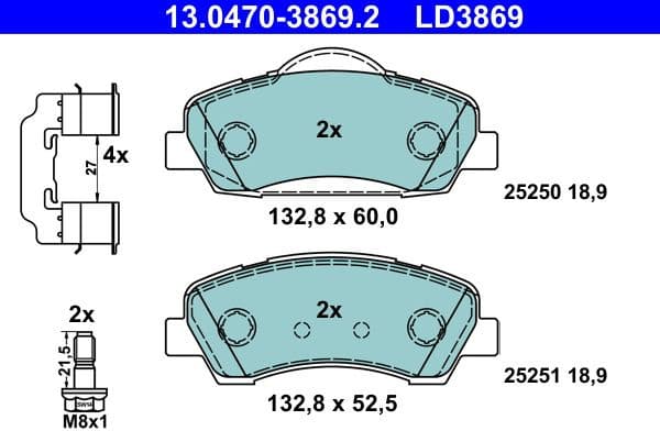 Brake Pad Set, disc brake ATE Ceramic 13047038692