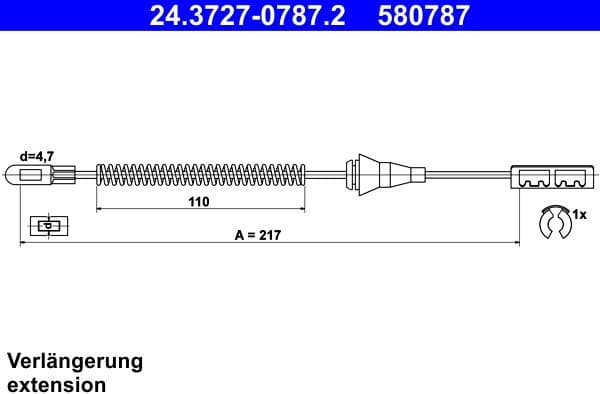 Cable Pull, parking brake 24.3727-0787.2
