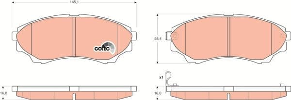 Brake Pad Set, disc brake COTEC GDB3403 - image 3