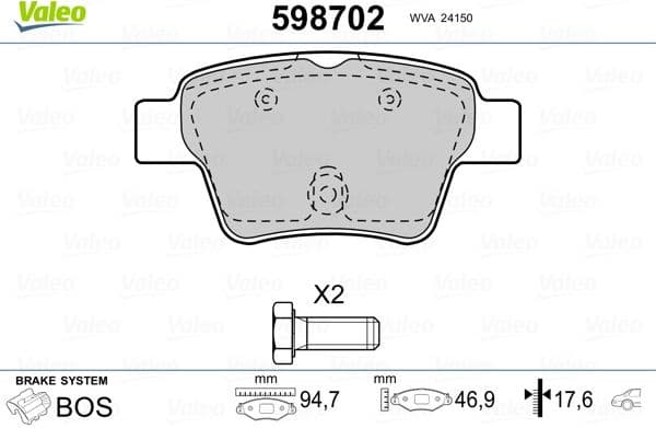 Brake Pad Set, disc brake 598702