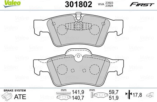 Brake Pad Set, disc brake ESSENTIAL 301802
