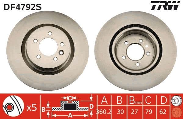 Brake Disc TRW SINGLE DF4792S - image 2