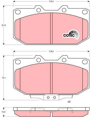Brake Pad Set, disc brake COTEC GDB1006 - image 2