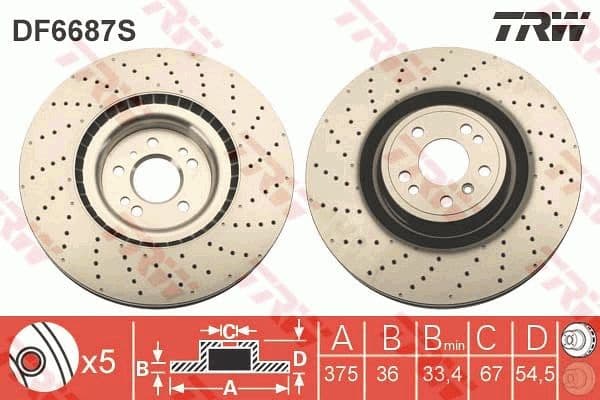 Brake disc, 1pcs FRONT, Top Quality DF6687S