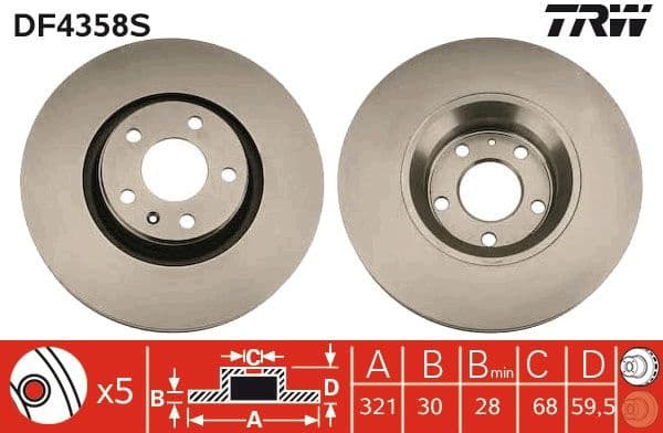 Brake disc, 1pcs FRONT, Top Quality DF4358S