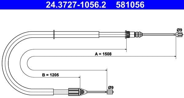 Cable Pull, parking brake 24.3727-1056.2