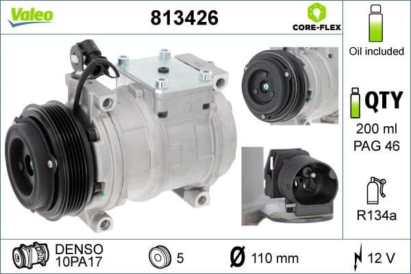 Compressor, air conditioning VALEO CORE-FLEX 813426