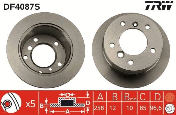 Brake Disc TRW SINGLE DF4087S - image 3