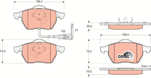 Brake pads front, Top Quality GDB1403 - image 3