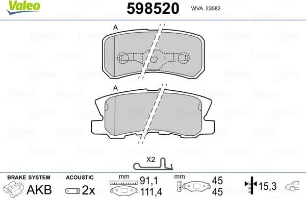 Brake Pad Set, disc brake 598520