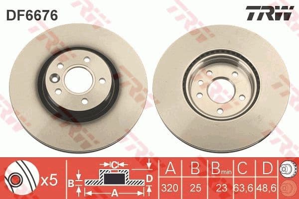 Brake Disc TRW SINGLE DF6676S - image 3