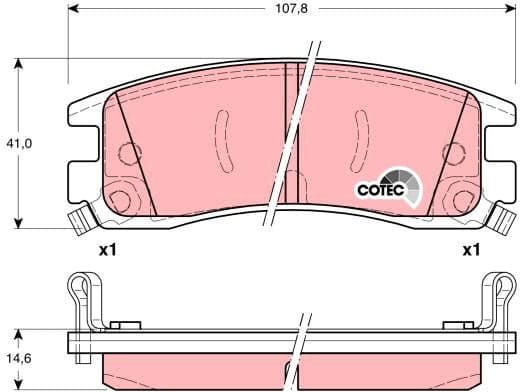 Brake Pad Set, disc brake COTEC GDB1309 - image 2