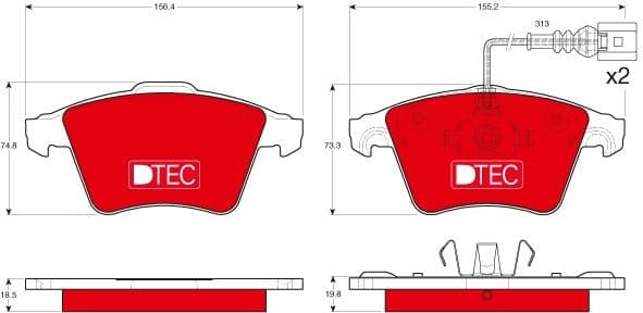 Brake Pad Set, disc brake DTEC COTEC GDB1651DTE - image 2