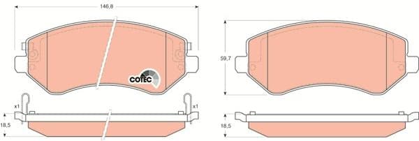 Brake Pad Set, disc brake COTEC GDB4126 - image 3