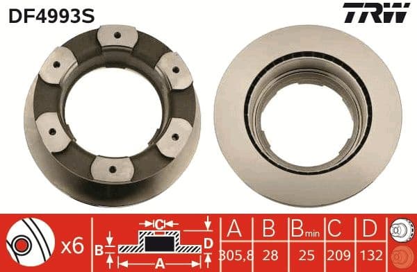 Brake Disc TRW SINGLE DF4993S - image 3