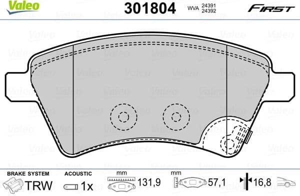 Brake Pad Set, disc brake ESSENTIAL 301804