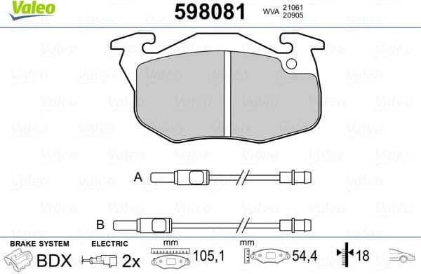 Brake Pad Set, disc brake 598081