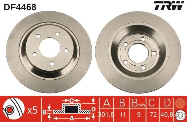 Brake discs kit rear, (2pcs), Top Quality DF4468 - image 2