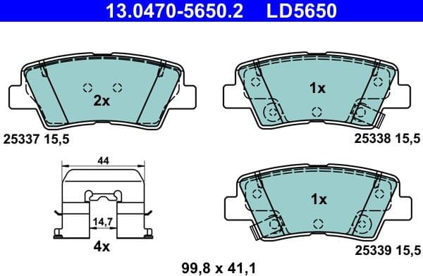 Brake Pad Set, disc brake ATE Ceramic 13.0470-5650.2
