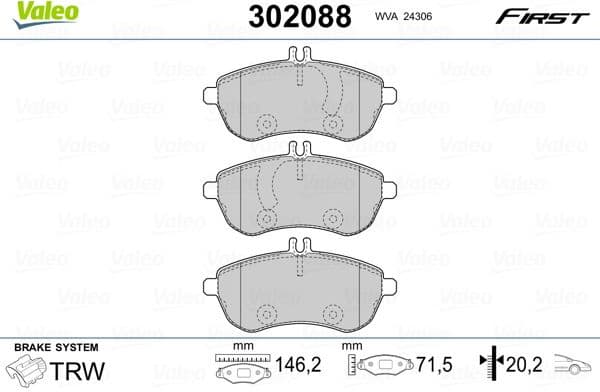 Brake Pad Set, disc brake ESSENTIAL 302088