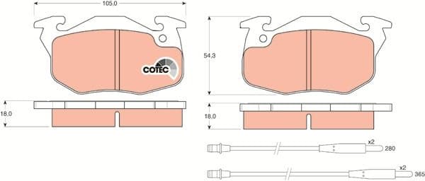 Brake Pad Set, disc brake COTEC GDB1033 - image 3