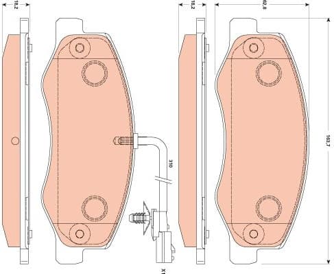 Brake pads front=rear, Premium Quality GDB1885 - image 3